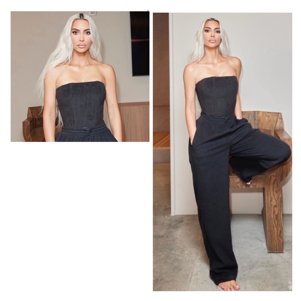 SKIMS Fleece Lounge Corset in Onyx (black) S NWT